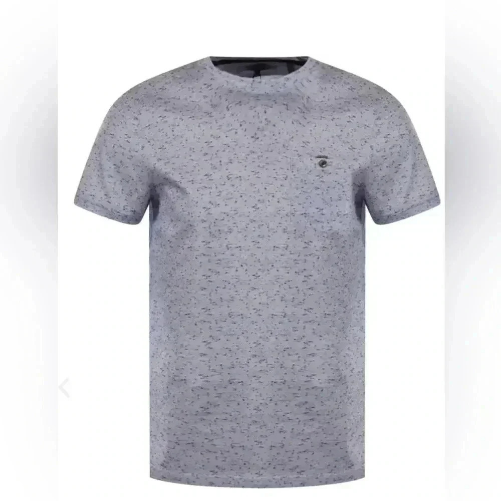 TED BAKER Gray Speckled Short Sleeve T-shirt Men's Sz 6=2XL US 100% Cotton NWOT